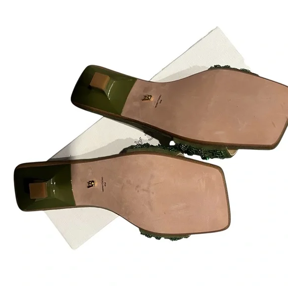 Veronica Beard Green Embellished Sandals - Picture 7 of 8